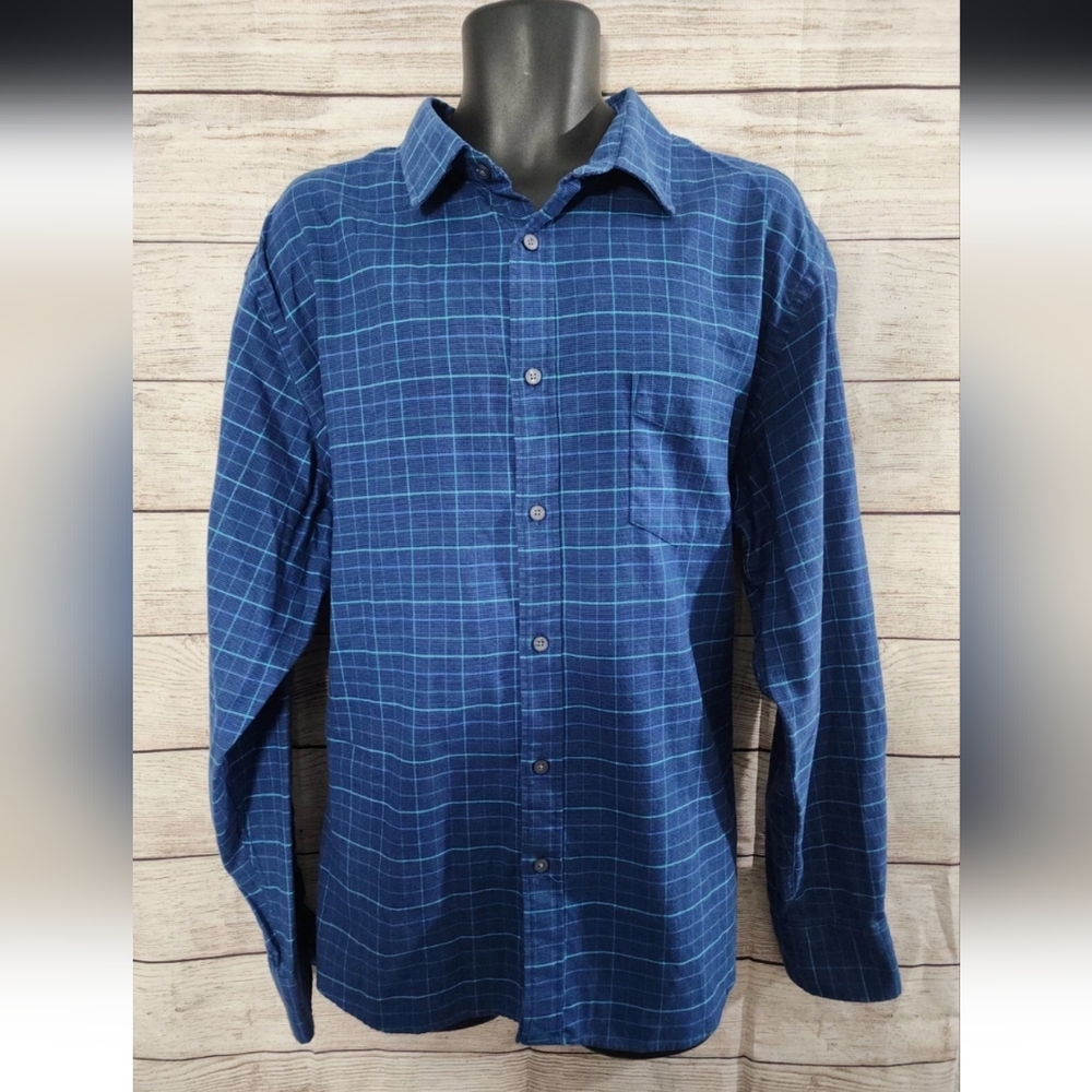 UNTUCKit Blue Plaid Flannel Shirt Regular Fit Size Medium